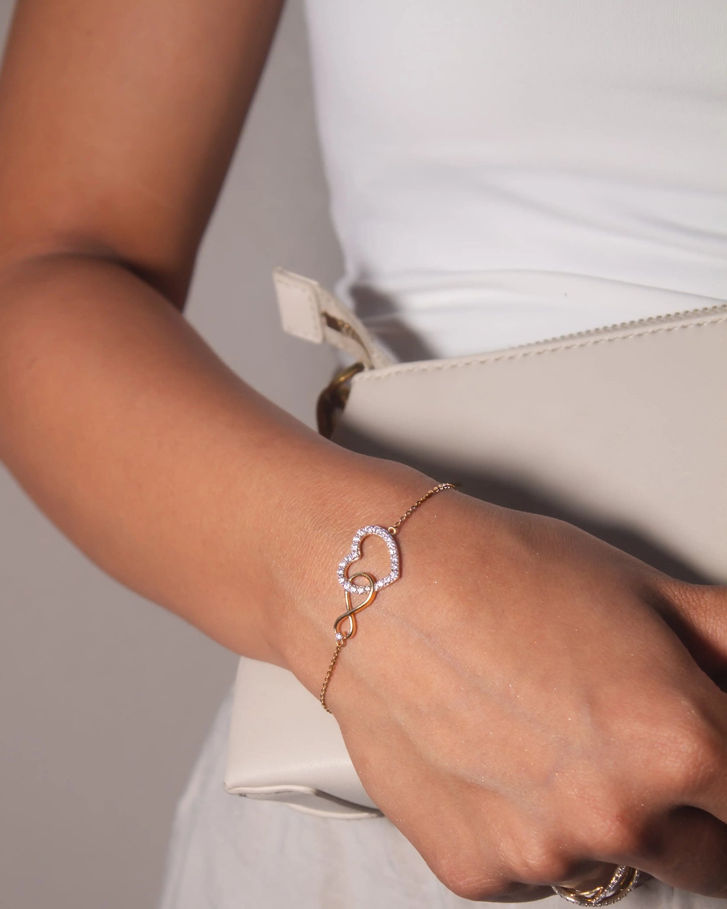 Infinite Love Diamond and Gold Chain Bracelet