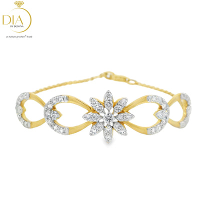 Half Chain Floral Diamond Bracelet