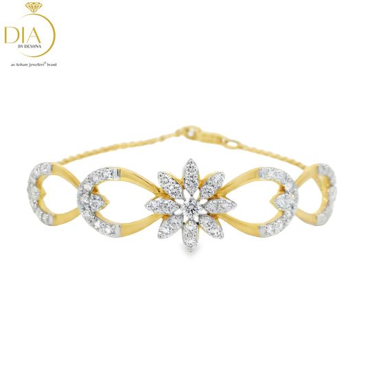 Half Chain Floral Diamond Bracelet