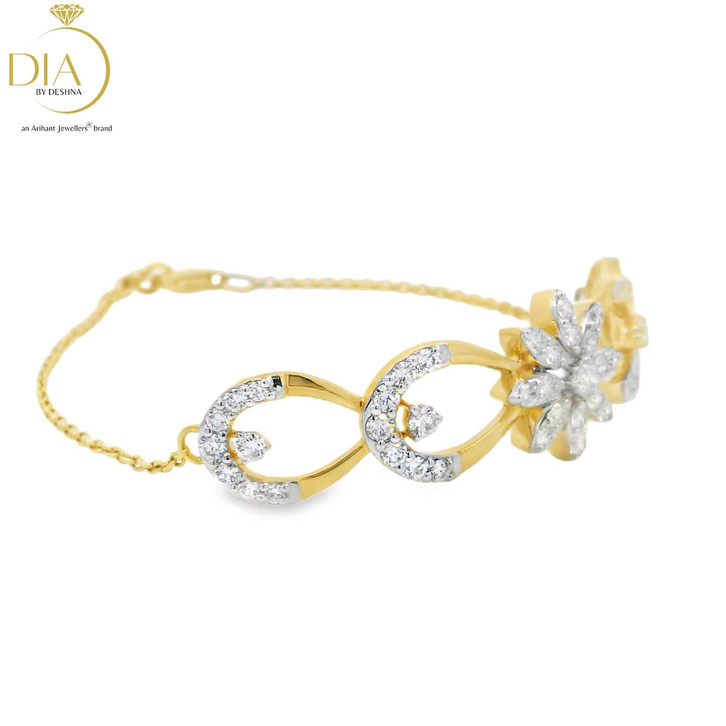 Half Chain Floral Diamond Bracelet