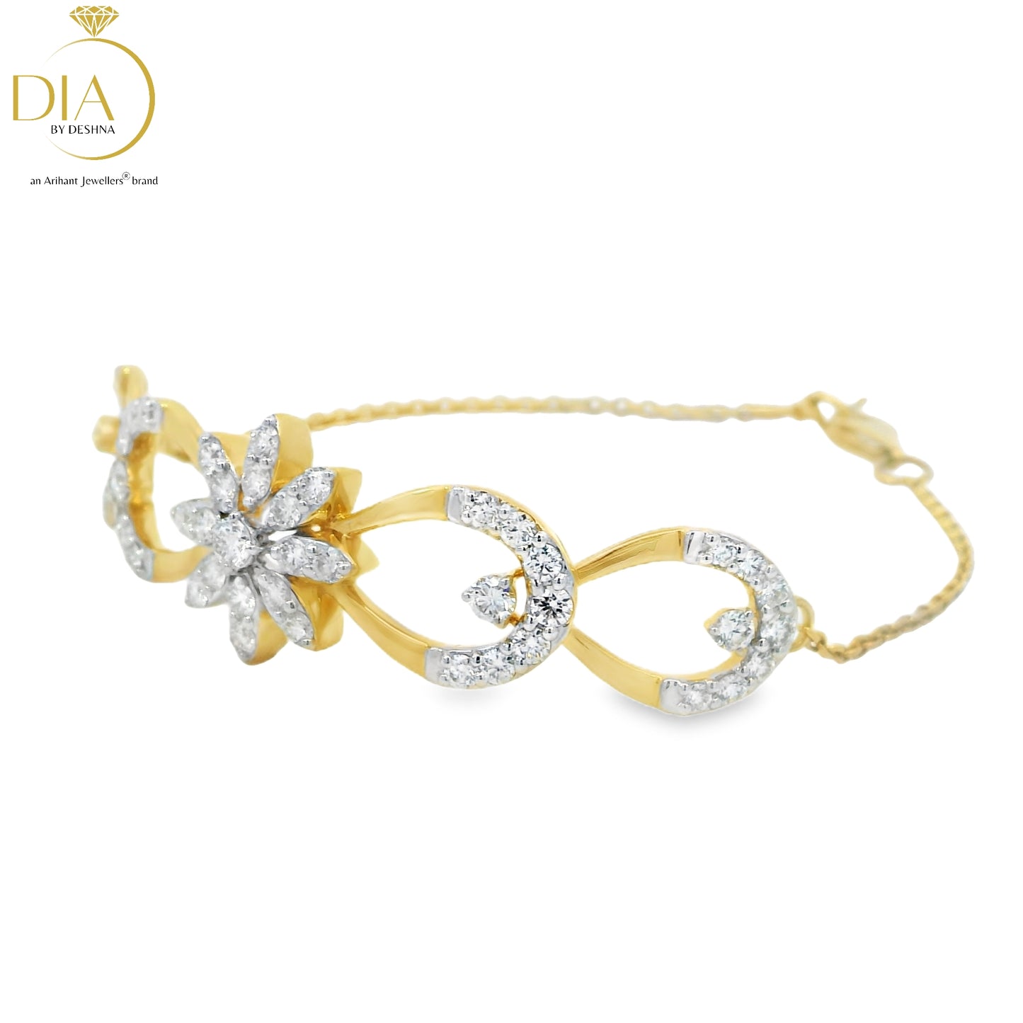 Half Chain Floral Diamond Bracelet