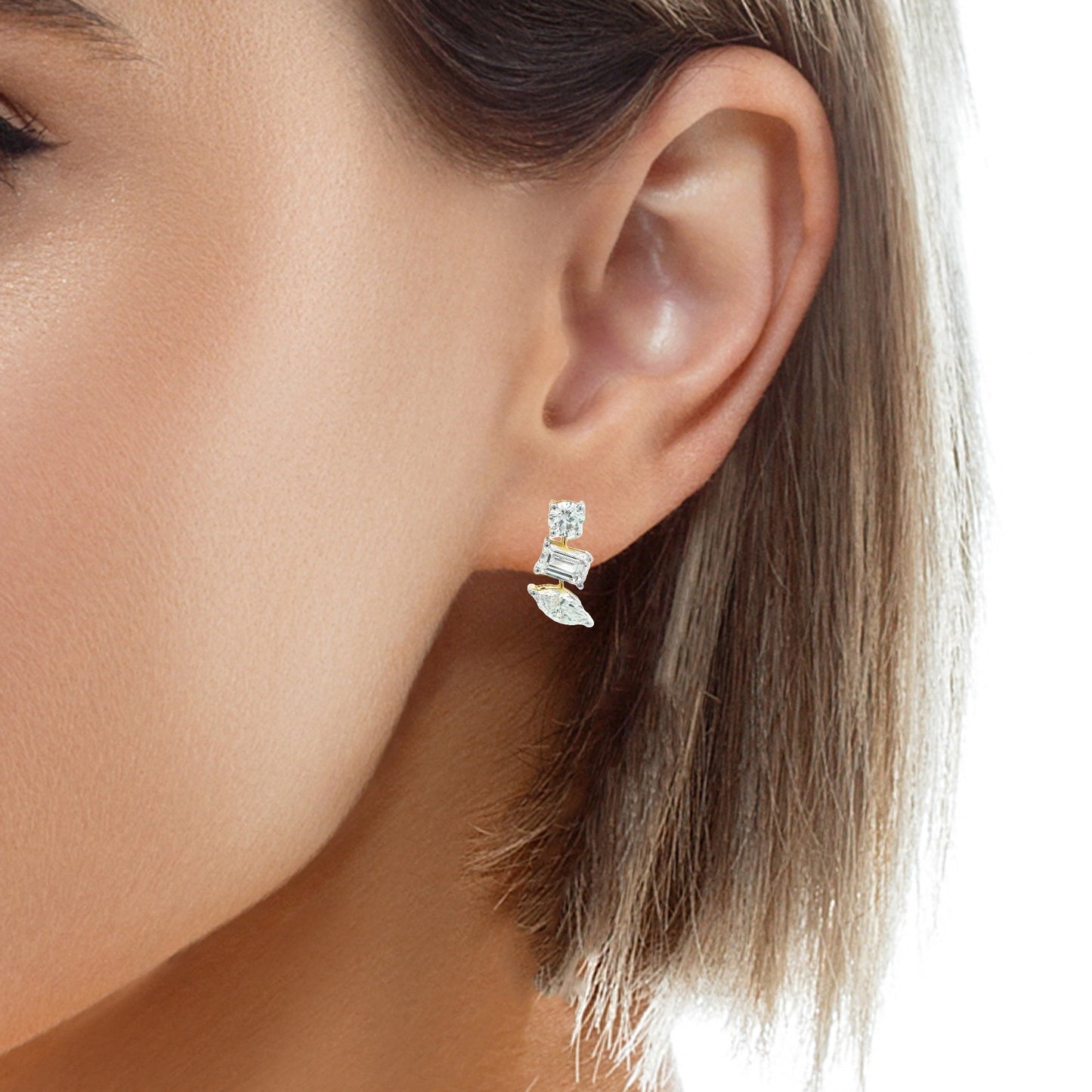Multi Shaped Diamond Stud Earrings