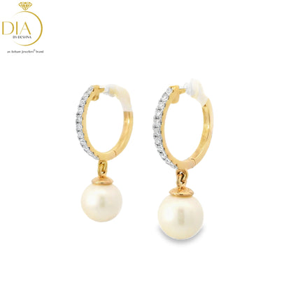 Pearl Drop Hoop Earrings