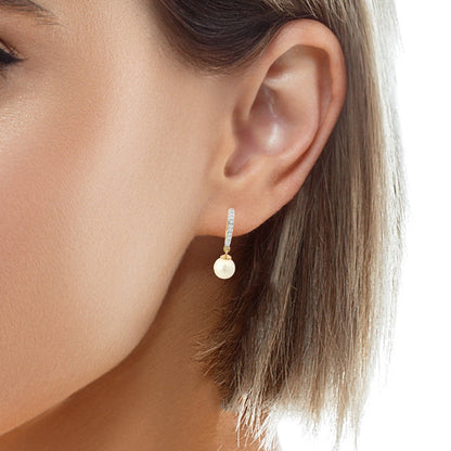 Pearl Drop Hoop Earrings