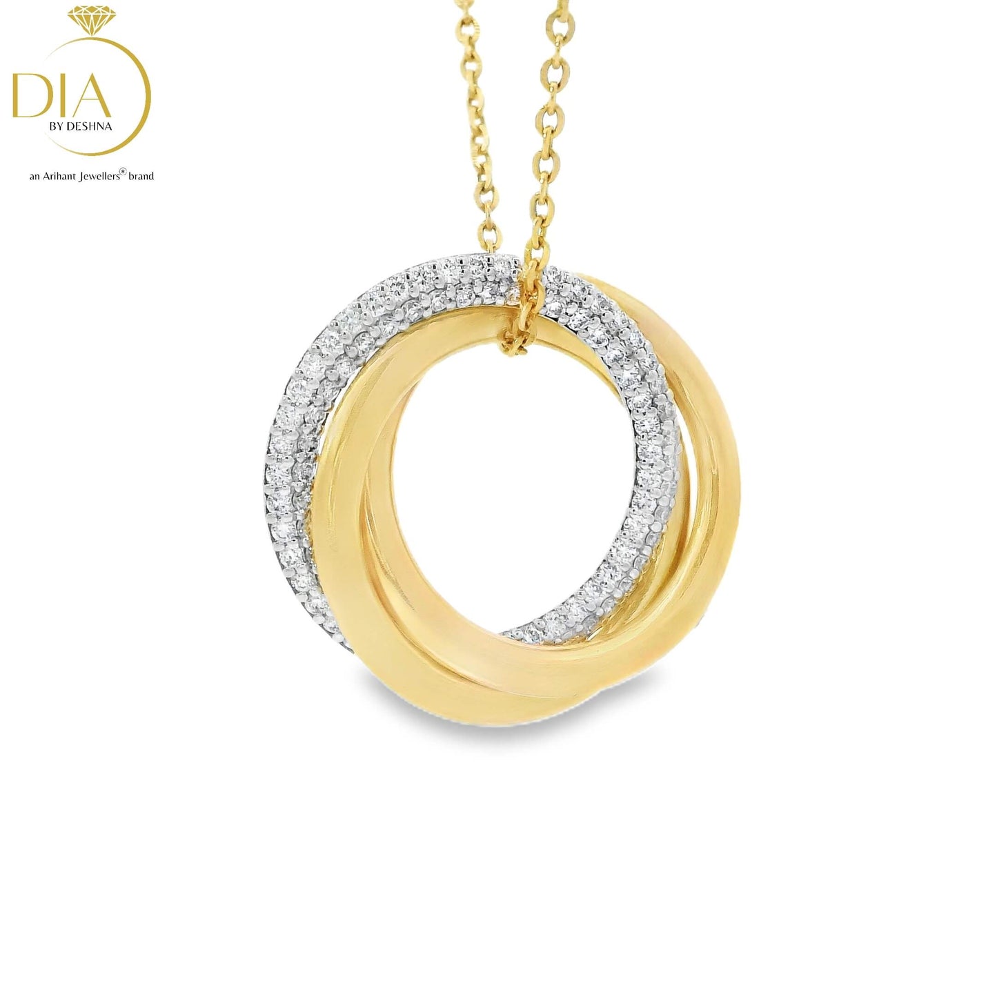 Two Tone Interlocking Gold and Diamond Pendant (without chain)