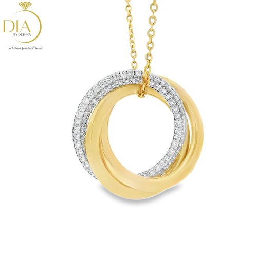 Two Tone Interlocking Gold and Diamond Pendant (without chain)
