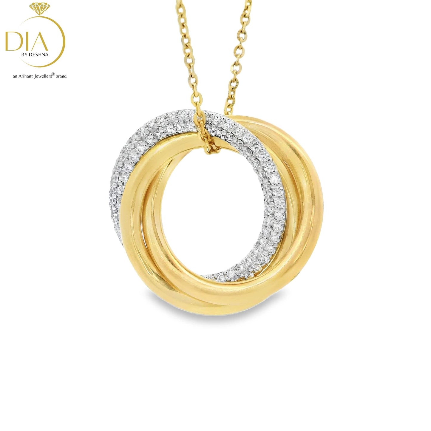 Two Tone Interlocking Gold and Diamond Pendant (without chain)