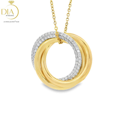 Two Tone Interlocking Gold and Diamond Pendant (without chain)