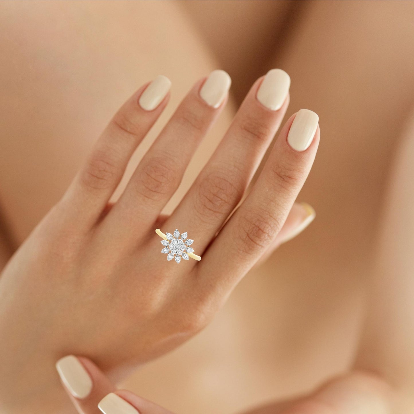 Elegant Diamond Flower Ring